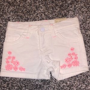 NWT! Infant Girls, Arizona Jean Co., White Shorts w/ Pink Flowers,18-24 months